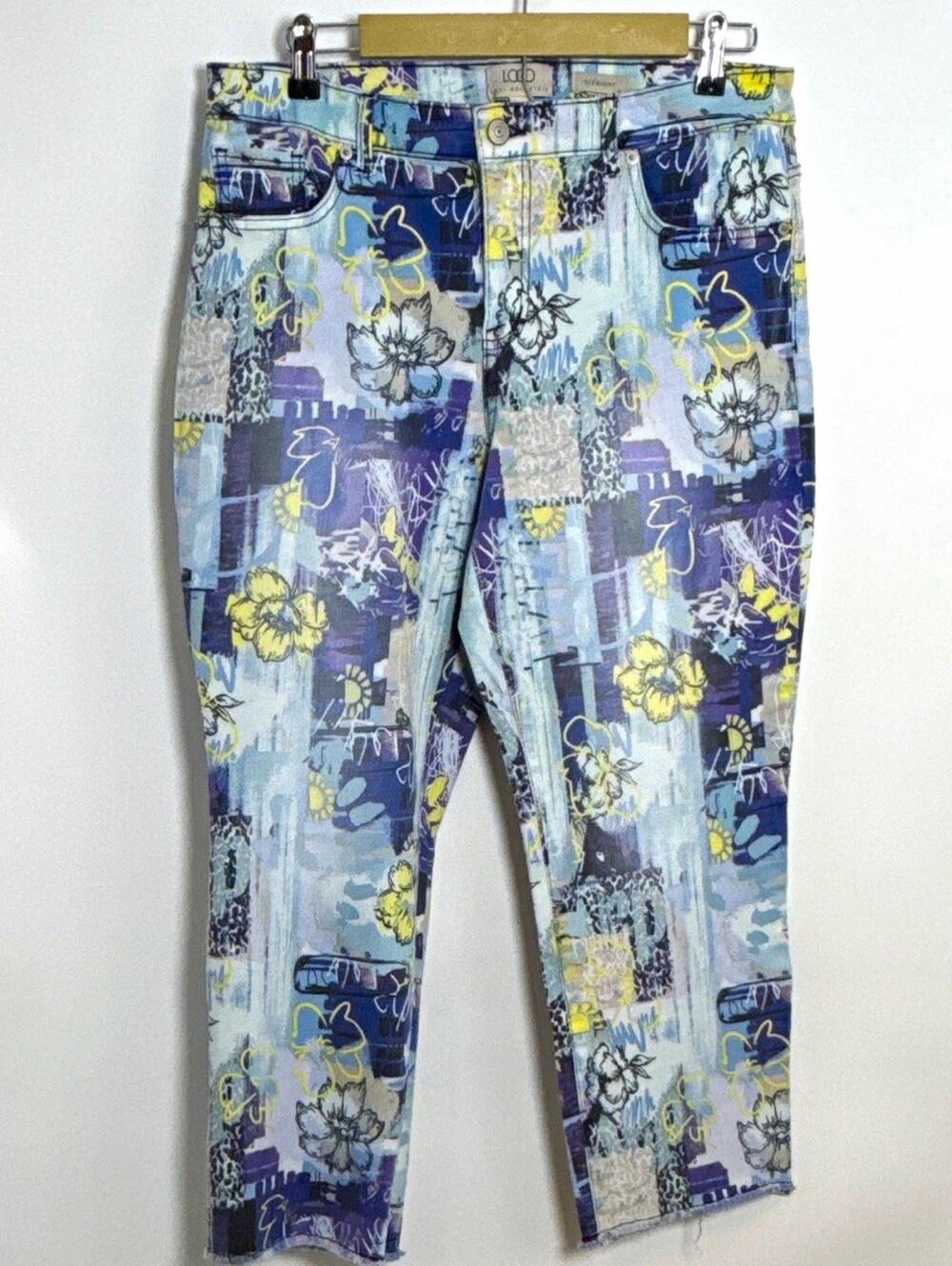 LOGO by Lori Goldstein Women’s Straight Floral High-Rise Stretch Jeans 12